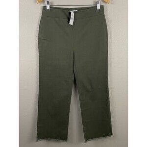 Loft Size 4 Army Green Frayed Flare Crop Pull On Pant Raw Hem